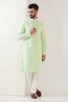 Buy_Kasbah_Green Georgette Embroidered Floral Chikankari Kurta Set _at_Aza_Fashions