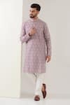 Buy_Kasbah_Purple Silk Embroidered Floral Thread Chikankari Kurta Set _at_Aza_Fashions