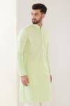 Kasbah_Green Georgette Embroidery Chikankari Geometric Kurta With Pant _Online_at_Aza_Fashions