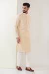 Buy_Kasbah_Beige Georgette Embroidery Chikankari Geometric Kurta With Pant _at_Aza_Fashions