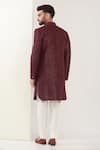 Buy_Kasbah_Maroon Silk Sequins, Embroidery Sherwani With Pant _Online_at_Aza_Fashions