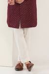 Buy_Kasbah_Maroon Silk Sequins, Embroidery Sherwani With Pant 