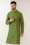 Kasbah_Green Silk Embroidered Thread And Sequin Work Kurta Set _Online_at_Aza_Fashions