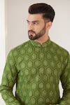 Buy_Kasbah_Green Silk Embroidered Thread And Sequin Work Kurta Set _Online_at_Aza_Fashions