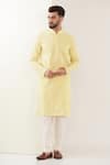 Buy_Kasbah_Yellow Georgette Embroidered Thread And Sequin Work Chikankari Kurta Set _at_Aza_Fashions