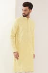 Kasbah_Yellow Georgette Embroidered Thread And Sequin Work Chikankari Kurta Set _Online_at_Aza_Fashions