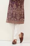 Buy_Kasbah_Maroon Georgette, Cotton Embroidery, Sequins Floral Jaal Thread Kurta Set _Online_at_Aza_Fashions