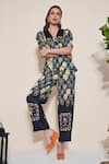Pozruh By Aiman_Black Hemp Floral Print Raven Pant _at_Aza_Fashions