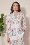 Buy Pozruh By Aiman Ivory Hemp Pearls, Embroidery Collared Nigel Printed Jacket And Trouser Set Buy_Pozruh By Aiman_Ivory Hemp Pearls, Embroidery Collared Nigel Printed Jacket And Trouser Set