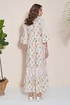 POZRUH_Ivory Hemp Embroidery Square Neck Adelie Floral Print Maxi Dress _Online_at_Aza_Fashions