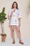 Buy_Pozruh by Aiman_White Pure Hemp Printed Floral Shirt Collar Alpha Dress _at_Aza_Fashions