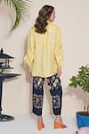 Pozruh by Aiman_Yellow Pure Hemp Embroidered Shirt Collar Billie String Detailed  _Online_at_Aza_Fashions