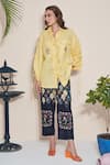 Buy_Pozruh by Aiman_Yellow Pure Hemp Embroidered Shirt Collar Billie String Detailed  _Online_at_Aza_Fashions