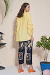 Pozruh by Aiman_Yellow Pure Hemp Embroidered Shirt Collar Billie String Detailed  _at_Aza_Fashions