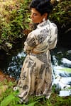 Shop_TWINKLE HANSPAL_White Handloom Chanderi Printed Maple Cropped Shirt And Skirt Set  _at_Aza_Fashions