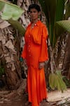 Buy_Twinkle Hanspal_Orange Crepe Shirt Collar Sierra Maxi Dress  _at_Aza_Fashions