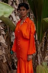 Twinkle Hanspal_Orange Crepe Shirt Collar Sierra Maxi Dress  _Online_at_Aza_Fashions