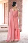 Karaj Jaipur_Pink Chanderi, Cotton, Kota Doria Lace, Cut Zara Embroidered Kurta Sharara Set _Online_at_Aza_Fashions