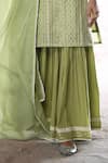 Buy_KARAJ JAIPUR_Green Kurta Chanderi Embroidered Chikankari Thread Round Neck Hoor Work Set _Online_at_Aza_Fashions