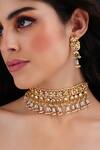 Buy_MAISARA JEWELRY_White Pearls, Stones, Beads Gold Polished Choker Set _at_Aza_Fashions