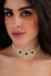 Buy_Maisara Jewelry_Green Jadau Floral Choker Necklace _at_Aza_Fashions