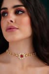 Buy_MAISARA JEWELRY_Red Jadau Floral Embellished Choker _at_Aza_Fashions