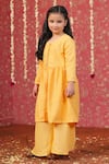 Buy_Cute Couture_Yellow Muslin, Silk Embroidery Self Kurta And Palazzo Set _at_Aza_Fashions