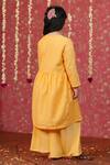 Shop_Cute Couture_Yellow Muslin, Silk Embroidery Self Kurta And Palazzo Set _at_Aza_Fashions