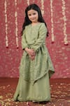 Buy_CUTE COUTURE_Green Weave Top And Layered Skirt Set _at_Aza_Fashions