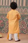 Shop_Cute Couture_Yellow Muslin, Poplin Embroidery Bandej Print Kurta And Pant Set _at_Aza_Fashions