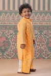 Shop_Cute Couture_Yellow Muslin, Poplin Embroidery Bandej Print Kurta And Pant Set _Online_at_Aza_Fashions