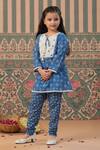 Buy_Cute Couture_Blue Muslin, Silk Tassels Bandhani Print Kurta With Pant _at_Aza_Fashions