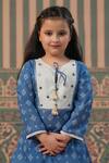 Shop_Cute Couture_Blue Muslin, Silk Tassels Bandhani Print Kurta With Pant _Online_at_Aza_Fashions
