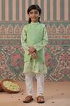 Buy_Cute Couture_Green Muslin, Cotton Embroidery Floral Kurta Set _at_Aza_Fashions