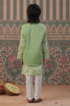 Shop_Cute Couture_Green Muslin, Cotton Embroidery Floral Kurta Set _at_Aza_Fashions