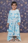 Buy_CUTE COUTURE_Blue Top And Skirt Chicken Cotton Embroidery With _at_Aza_Fashions