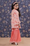 Shop_Cute Couture_Peach Cotton Lace Schiffli Tunic And Palazzo Set _at_Aza_Fashions
