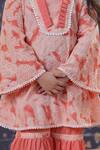 Shop_Cute Couture_Peach Cotton Lace Schiffli Tunic And Palazzo Set _Online_at_Aza_Fashions