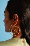 Buy_Esme by Aashna Dalmia_Gold Plated Swarovski Classic Marigold Embellished Hoops _Online_at_Aza_Fashions