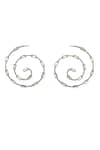 Shop_Esme by Aashna Dalmia_Silver Plated Swarovski Classic Marigold Circular Shaped Hoops _at_Aza_Fashions