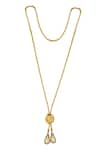 Shop_Esme by Aashna Dalmia_Gold Plated Swarovski Amber Rose Embellished Pendant Necklace _at_Aza_Fashions