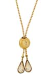 Esme by Aashna Dalmia_Gold Plated Swarovski Amber Rose Embellished Pendant Necklace _Online_at_Aza_Fashions