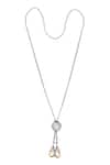 Shop_Esme By Aashna Dalmia_Silver Plated Swarovski Crystal Pendant Long Necklace _at_Aza_Fashions