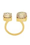 Shop_Esme By Aashna Dalmia_Gold Plated Smocking, Crystals Swarovski Ring _at_Aza_Fashions