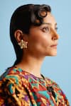 Buy_Esme by Aashna Dalmia_Gold Plated Swarovski Crystal Stone And Pearl Honey Suckle Stud Earrings _at_Aza_Fashions
