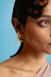 Buy_Esme by Aashna Dalmia_Gold Plated Swarovski Crystal Stone And Pearl Embellished The Daisy Hoops _at_Aza_Fashions