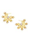 Shop_Esme by Aashna Dalmia_Gold Plated Swarovski Crystal Stone And Pearl Embellished The Daisy Hoops _at_Aza_Fashions