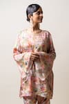 Shop_SutrabySweta_Pink Habutai Silk Printed Floral Round Kurta And Sharara Set  _Online_at_Aza_Fashions