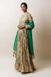 Shop_SutrabySweta_Green Anarkali  Dola Silk Printed Paisley V Neck With Dupatta  _at_Aza_Fashions