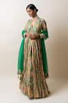 SutrabySweta_Green Anarkali  Dola Silk Printed Paisley V Neck With Dupatta  _Online_at_Aza_Fashions